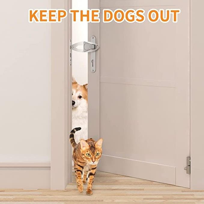 Stopper with Adjustable Strap Cat Door Holder Latch Alternative to Keep Dogs Out of Litter Boxes