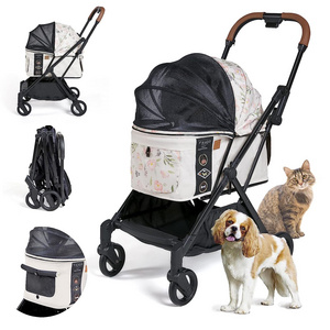 Pet Stroller Lightweight Fast Folding Dog Stroller Carriage Portable Cat Carrier or Dog Crate for Travel Gear