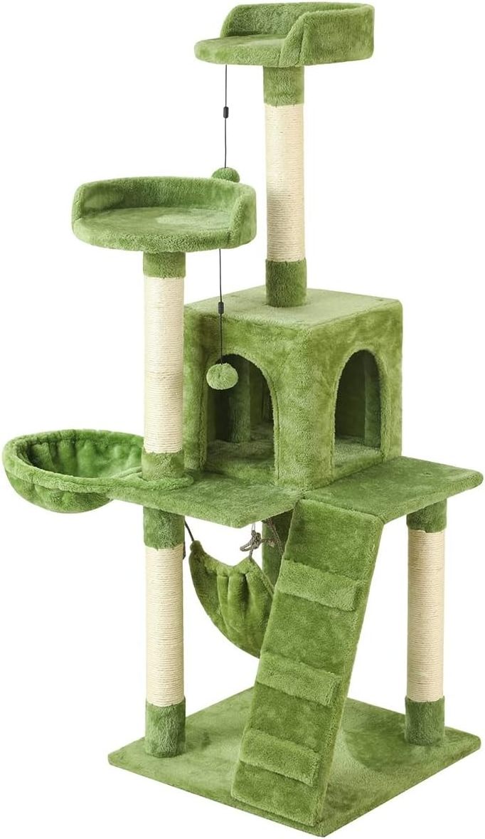 Cat Tree Cat Tower Condo Furniture Scratch Post with Natural Sisal Rope Hammock Cradle for Cats Kittens