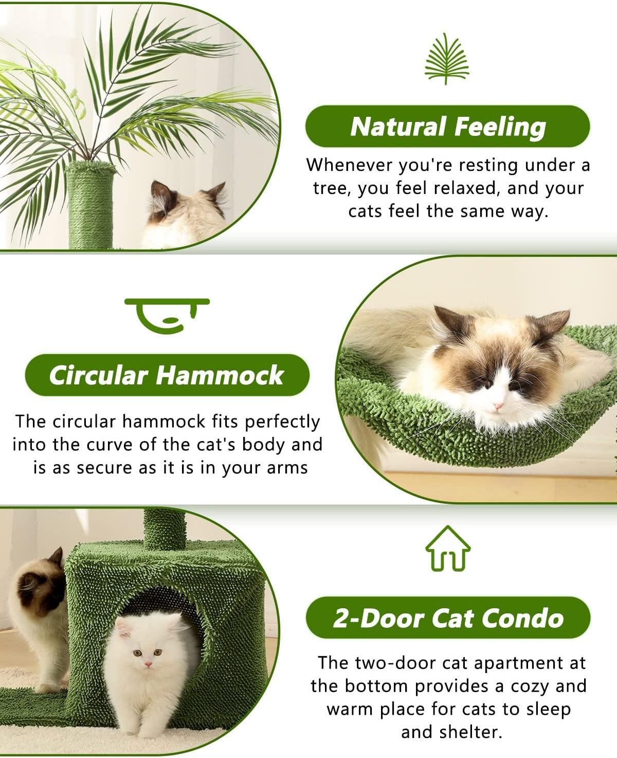 Cat Tree Cat Tower Hammock and Plush Perches for Kittens Pet Modern Furniture