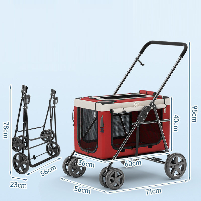 dog stroller luxury 4 wheels pet Small Dog with Detachable Carrier Dog Stroller Travel in Portable Carrier