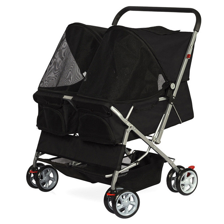 Detachable Jogger Travel Portable Carrier Cage Foldable Pets Twin Carriage Double Pet Stroller