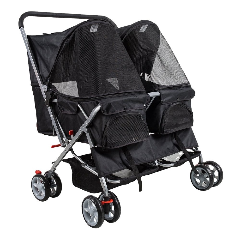 Detachable Jogger Travel Portable Carrier Cage Foldable Pets Twin Carriage Double Pet Stroller