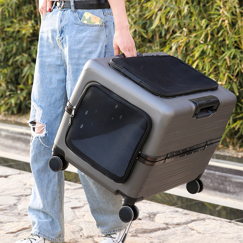 PC material large pet outdoor travel portable trolley case 360 universal wheel aviation box pet carrier