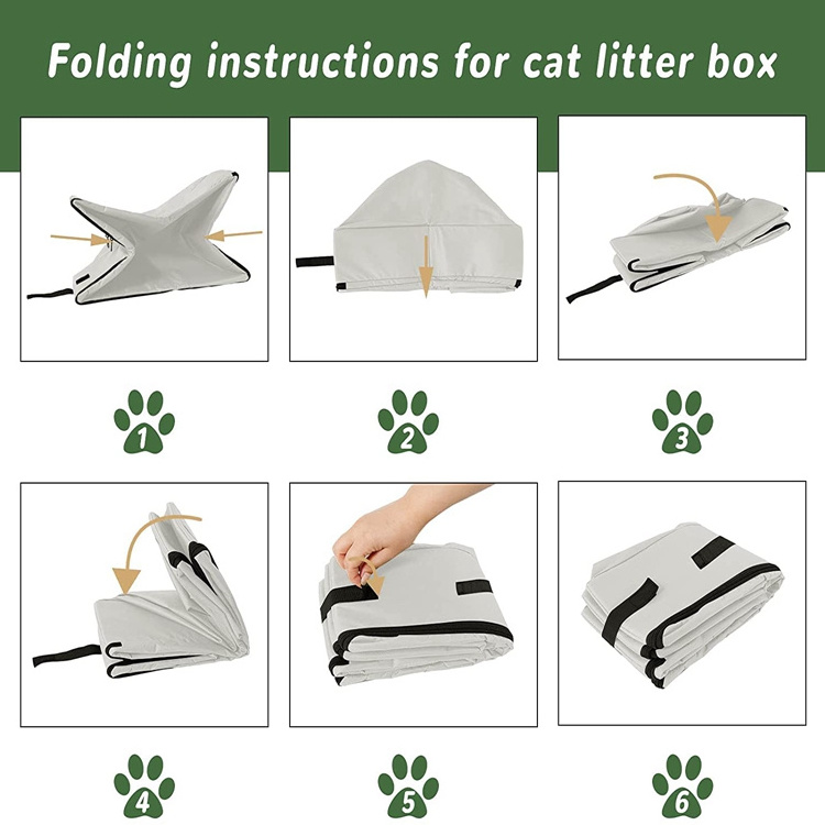 Travel Cat Litter Box with Lid Portable Litter Carrier with Handle Foldable Leak-Proof