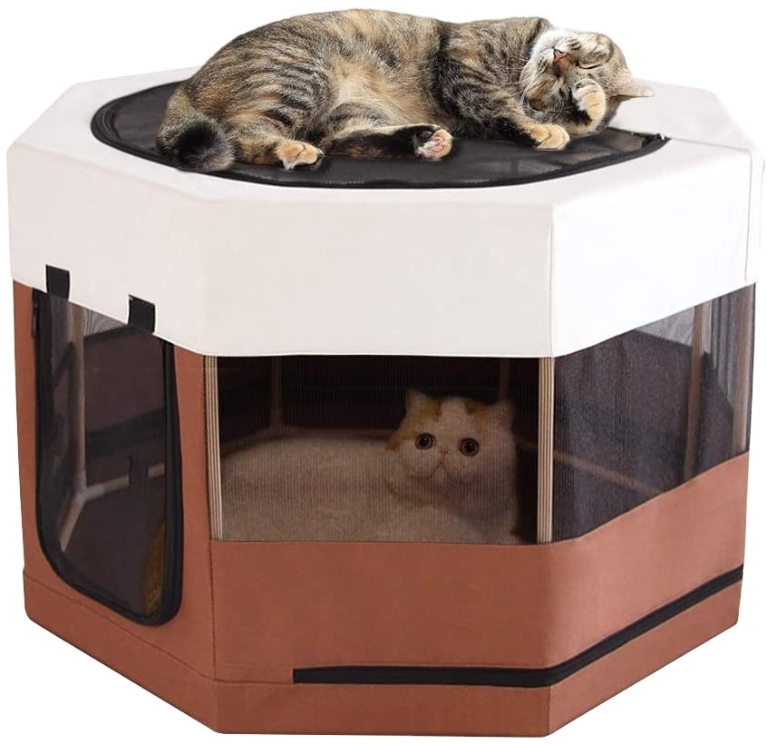 Animals Wood Frame Cat Playpen Cage Indoor Kitten Crate Dog for Puppy Large Size Sturdy Long Lasting Use