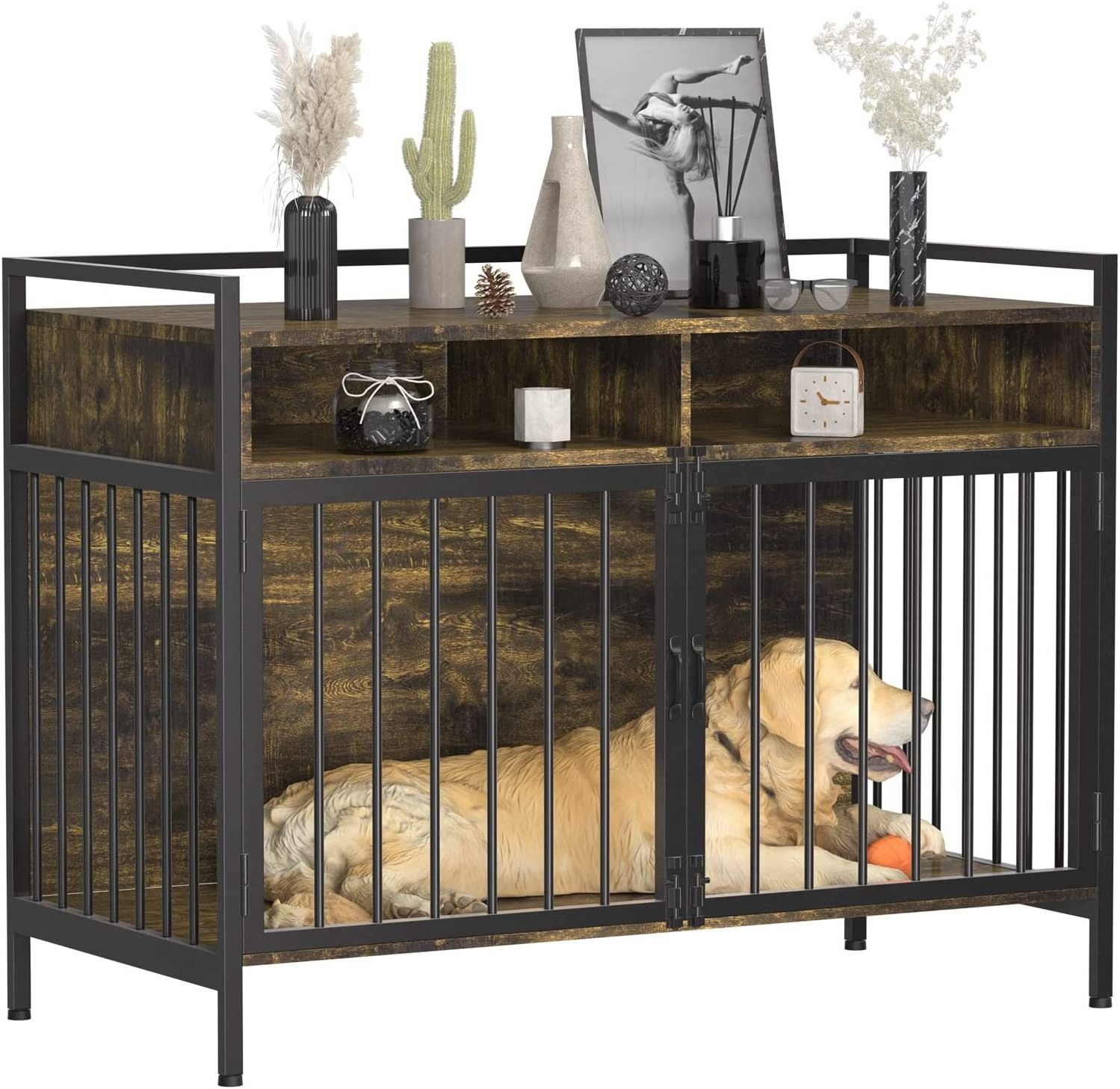 Wood Indoor Large Duty Dog Crate Furniture Kennel for Medium