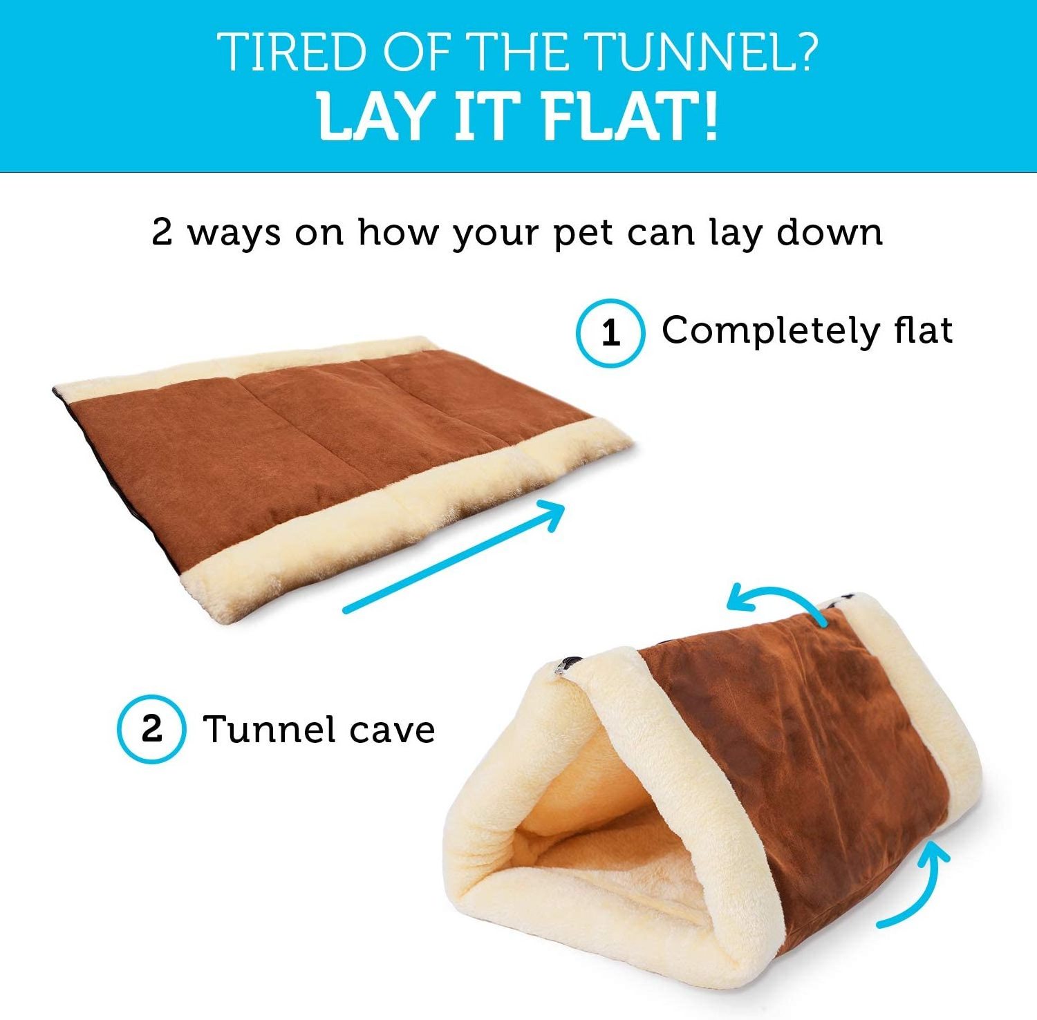 Cat Bed 2-in-1 Fleece Tunnel Tube Cave- Best for Indoor Cats Kitten Pet Self Warming Igloo Covered Mat Pad