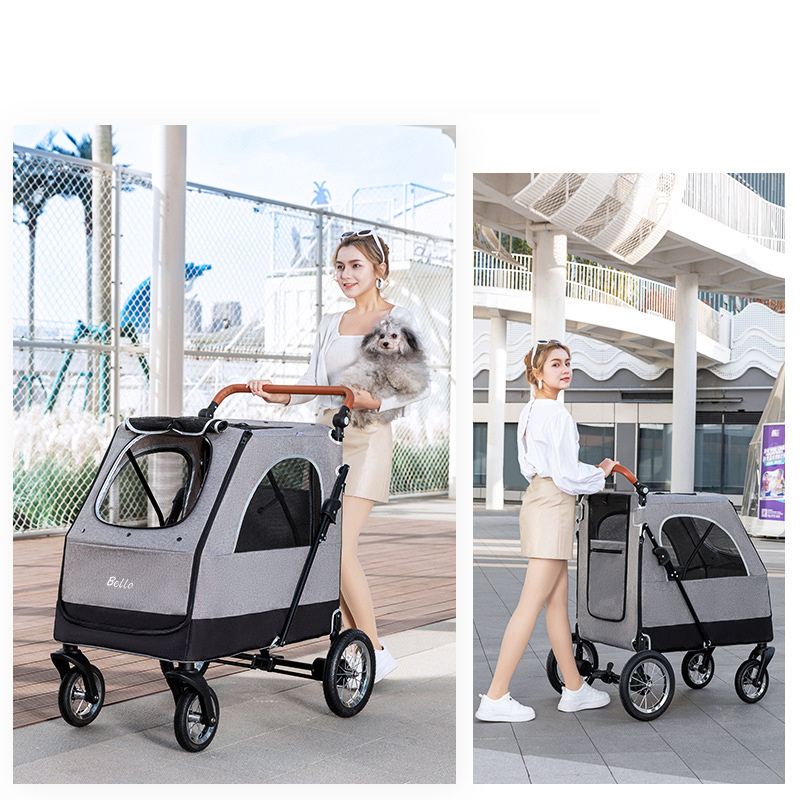 Hight Quality Pet Stroller 4-Wheels Foldable Dog Cat Carrier Cart Pet Trolleys for Middle Large Dog