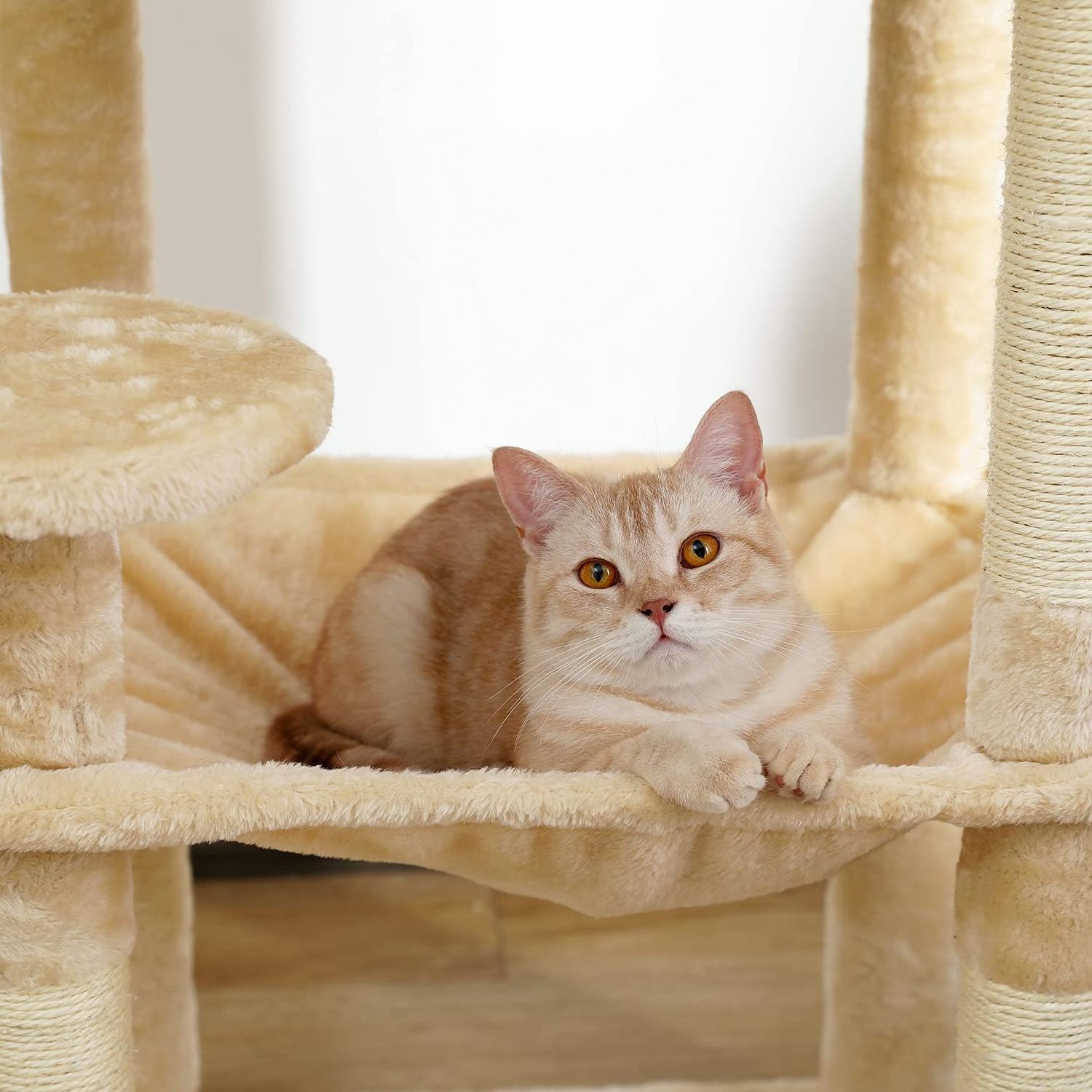 Cat Tree for Indoor Cats Multi-Level Cat Tower with Sisal Covered Scratching Posts, Cozy Condo, Super Large Hammock and Plush Pe