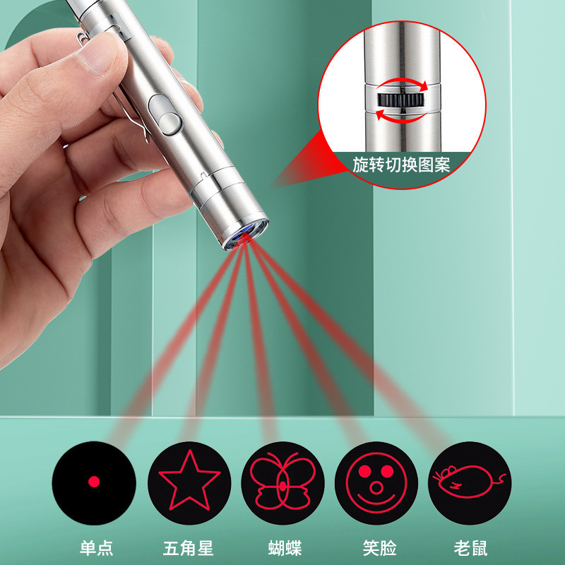 Laser pen For Cat With red light 5 Patterns UV Light  White Flashlight Sit And Lie Down And Tease The Cat