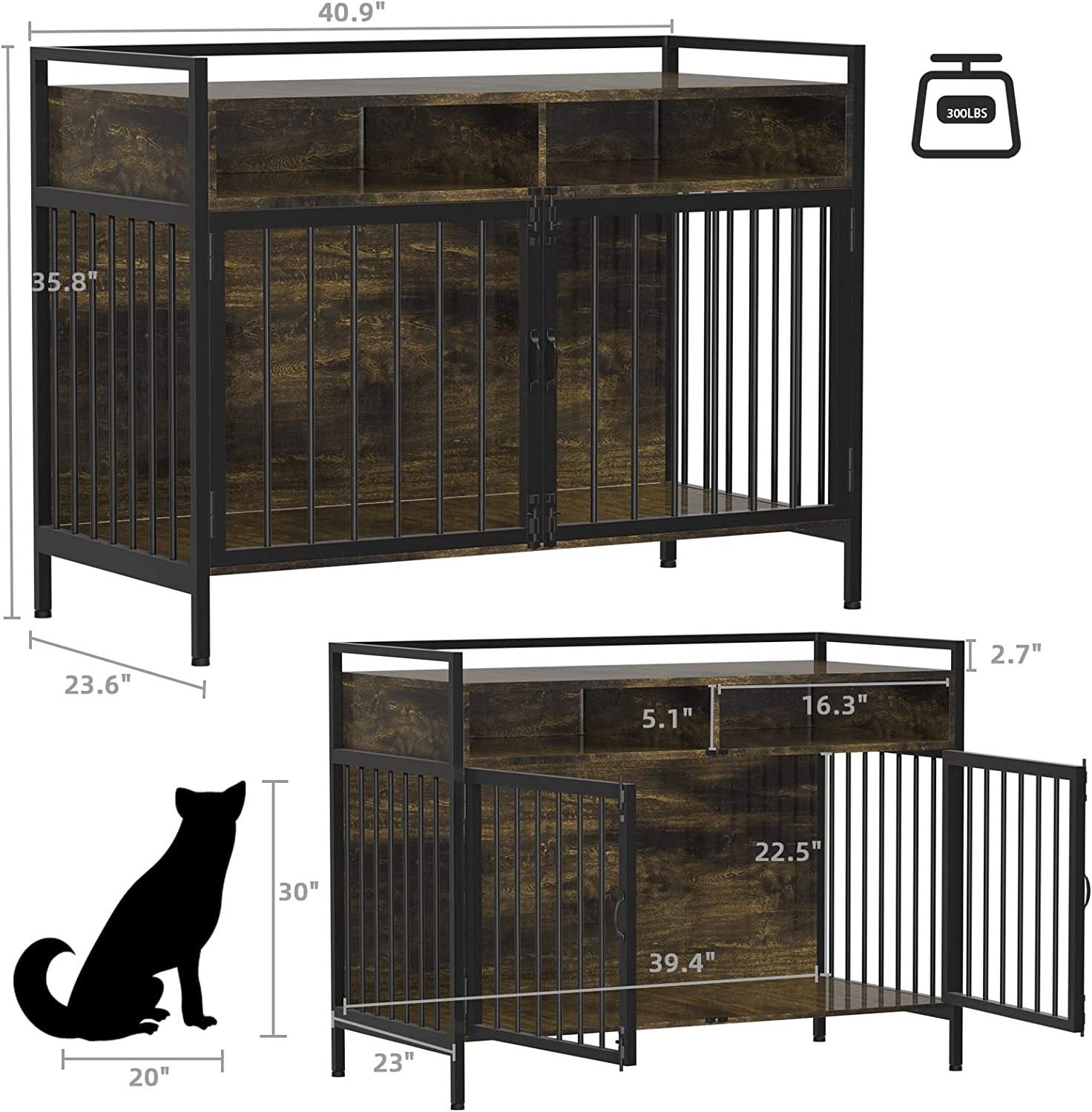 Wood Indoor Large Duty Dog Crate Furniture Kennel for Medium