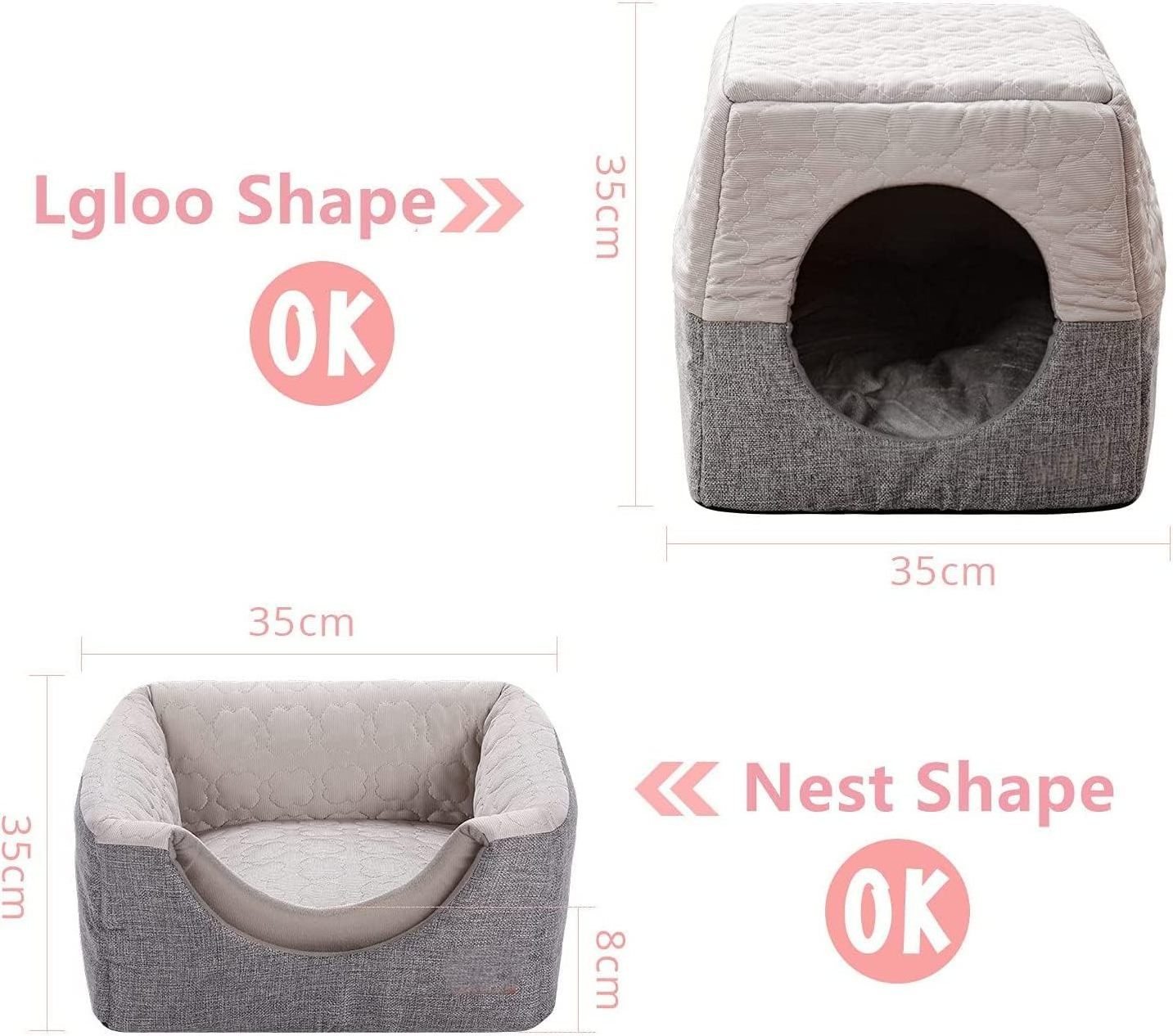 Cat Cosy Cube Bed Foldable Cat Dog Soft Sofa Cave Warm Tent for Indoor Cats Small Dogs