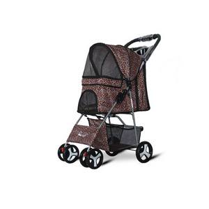 Four-wheel pet stroller dog stroller foldable pet trolley easy to install folding convenient cart