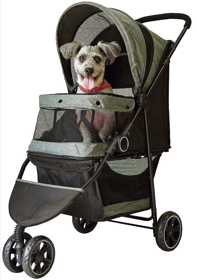 Dog Stroller Pet Stroller Lightweight Multifunctional Foldable Portable Three-Wheeled Pet Gear Puppy Travel Pram Stroller