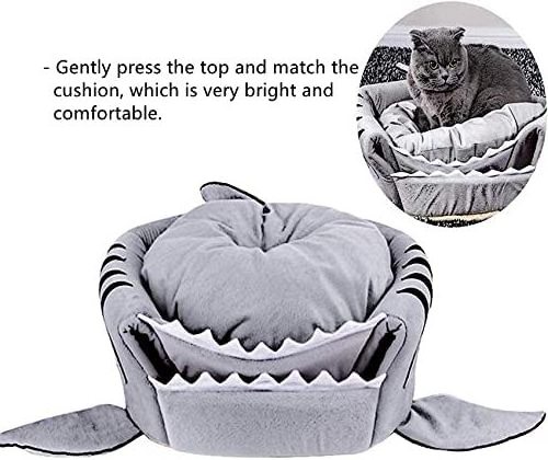 Shark Shaped House for Cushion Cat Bed for Indoor Dog House Indoor Warm Kennel Pet Cat Cave