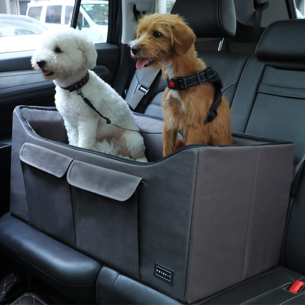 Dog Car Booster Seat for Medium to Large Dogs with 2 Tethers, Take 2 Seats