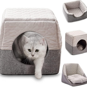 Cat Cosy Cube Bed Foldable Cat Dog Soft Sofa Cave Warm Tent for Indoor Cats Small Dogs