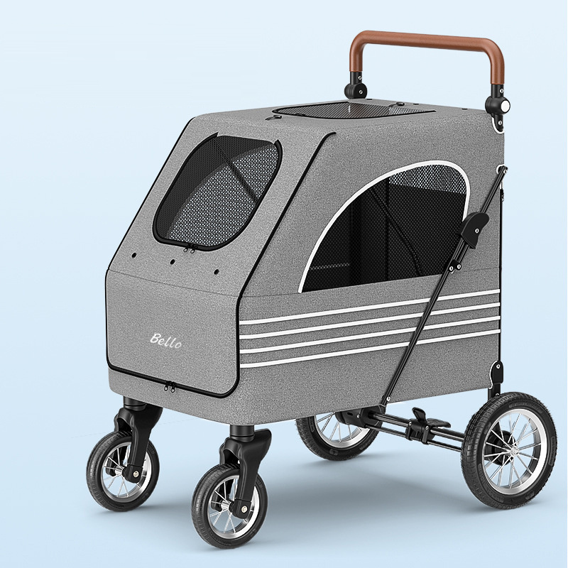 Hight Quality Pet Stroller 4-Wheels Foldable Dog Cat Carrier Cart Pet Trolleys for Middle Large Dog