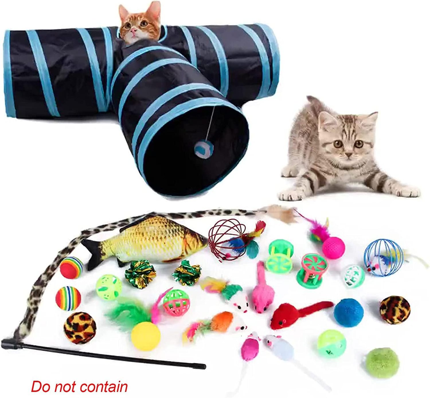 Pet Cat Toys Rattle Paper Three Channel Tunnel Smart Cat Toys Drill Bucket Collapsible Cat Tunnel Indoor Outdoor Use