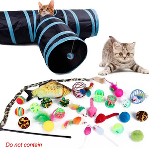 Pet Cat Toys Rattle Paper Three Channel Tunnel Smart Cat Toys Drill Bucket Collapsible Cat Tunnel Indoor Outdoor Use