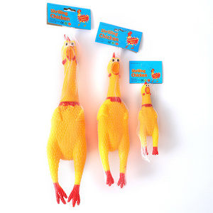 Funny Latex Activity Chew Dog Pet Toy Screaming Chicken Dog Toys,Yellow Rubber Chicken Prank Novelty Toy for Kids or Adults