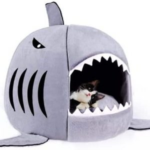 Shark Shaped House for Cushion Cat Bed for Indoor Dog House Indoor Warm Kennel Pet Cat Cave