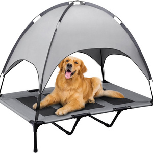 Portable Outdoor Travel Camping Pet Dog Bed Oxford Fabric Pet Cooling Elevated Dog Beds with Canopy