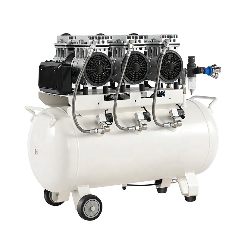 HCEM 2024 3HP high quality air compressor oil free 100L tank silent compressor for 4pcs dental unit chair