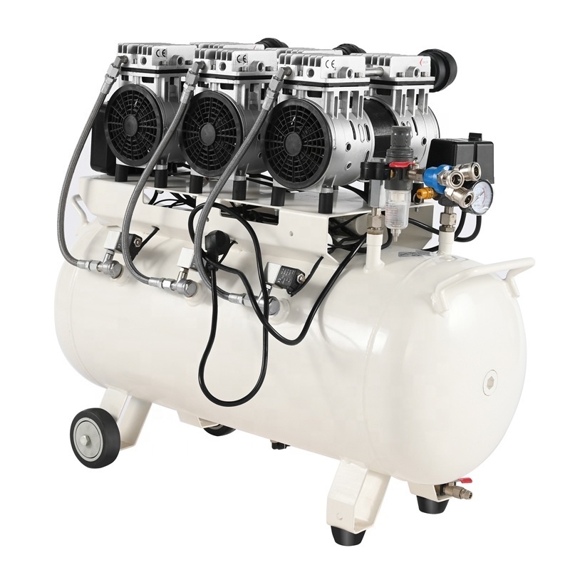 HCEM 2024 3HP high quality air compressor oil free 100L tank silent compressor for 4pcs dental unit chair