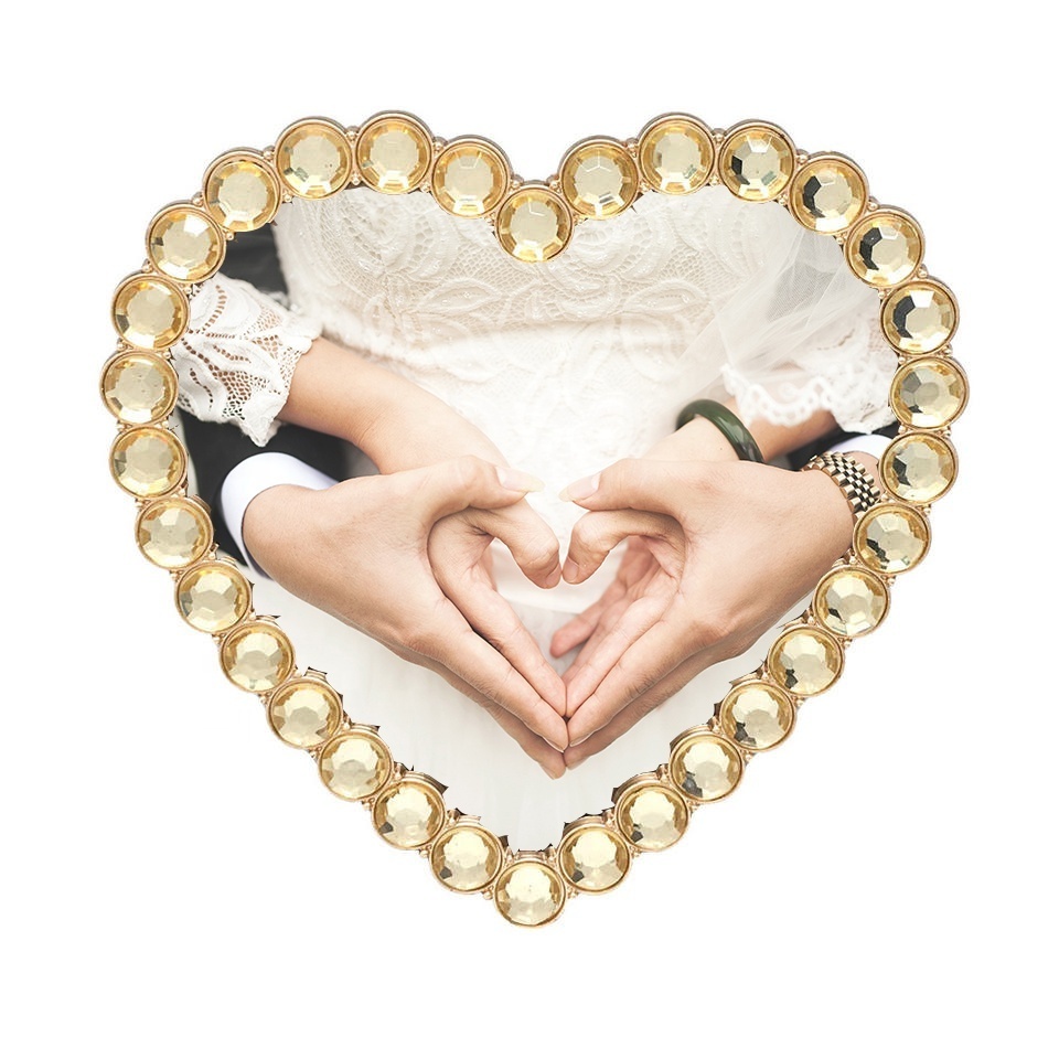 HOT SELLING HEART SHAPE CRYSTAL METAL PHOTO FRAME PICTURE FRAME FOR WEDDING SWEET GIFT