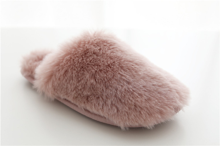 Custom fashion home cotton-wool winter ladies couple fluffy big long fur slippers wholesale warm indoor