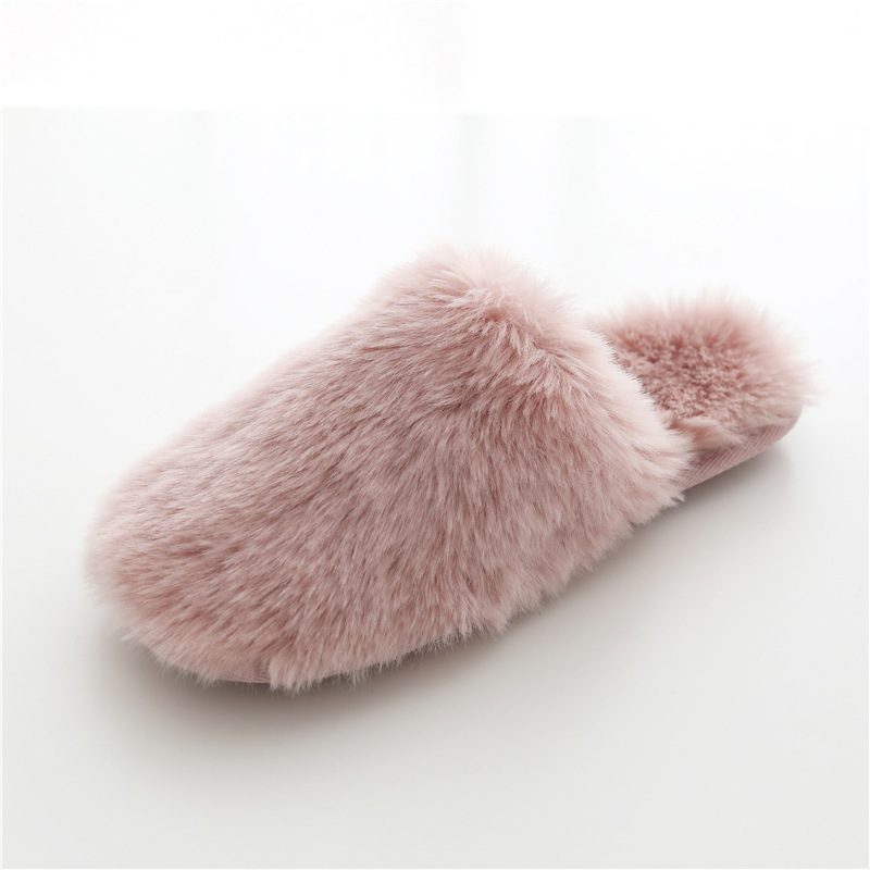 Custom fashion home cotton-wool winter ladies couple fluffy big long fur slippers wholesale warm indoor