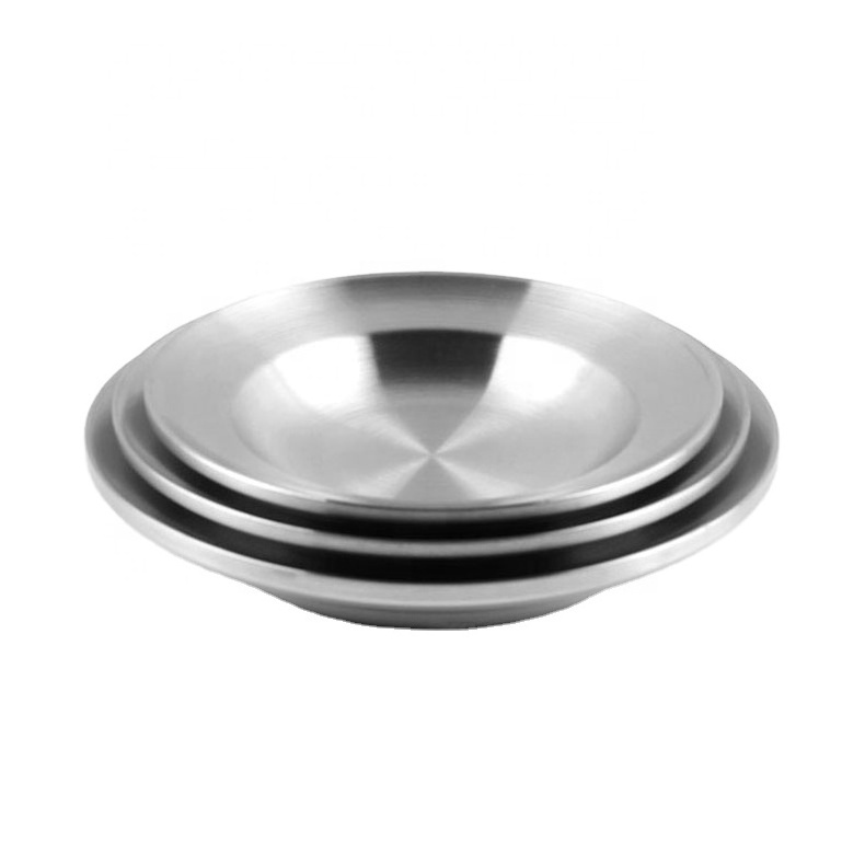 Stainless Steel Tray Plate Barbecue Plate Deep Dish Dinner Plates