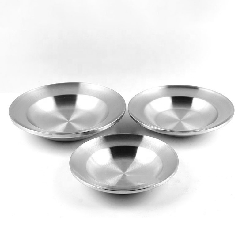 Stainless Steel Tray Plate Barbecue Plate Deep Dish Dinner Plates