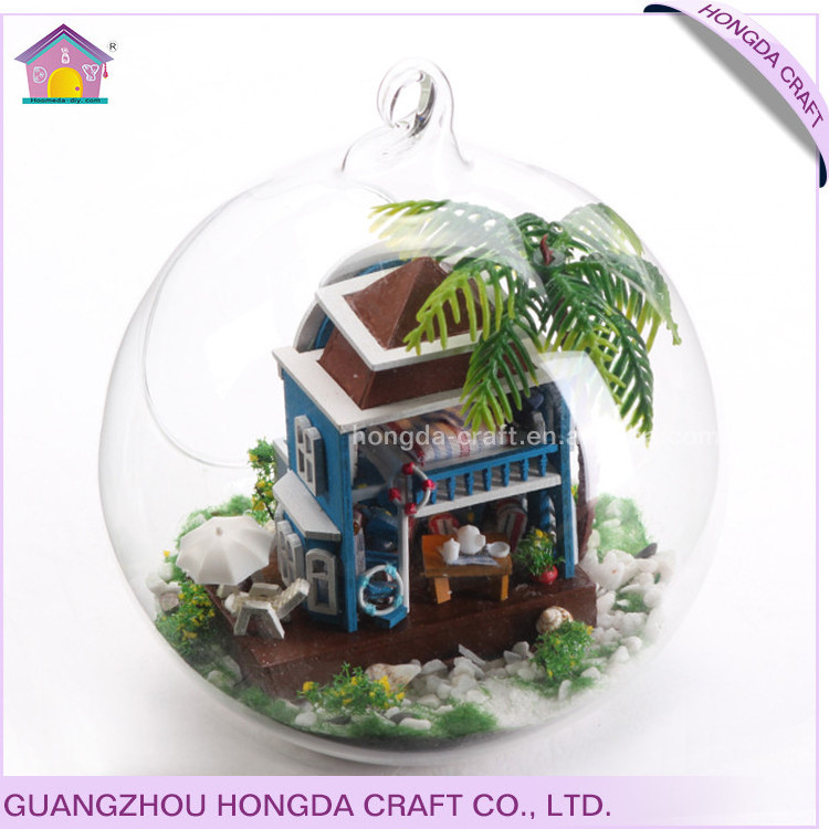 Handmade Craft Miniature Glass Ball Dollhouse Small Dollhouse Glass Ball With Holes For Hanging