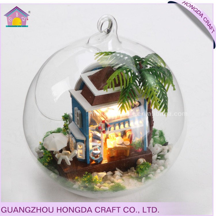 Handmade Craft Miniature Glass Ball Dollhouse Small Dollhouse Glass Ball With Holes For Hanging