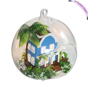 Handmade Craft Miniature Glass Ball Dollhouse Small Dollhouse Glass Ball With Holes For Hanging