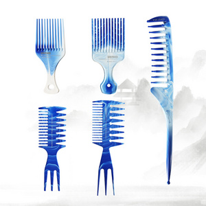 Barber hairdressing tool styling comb hair cutting comb blue and white porcelain