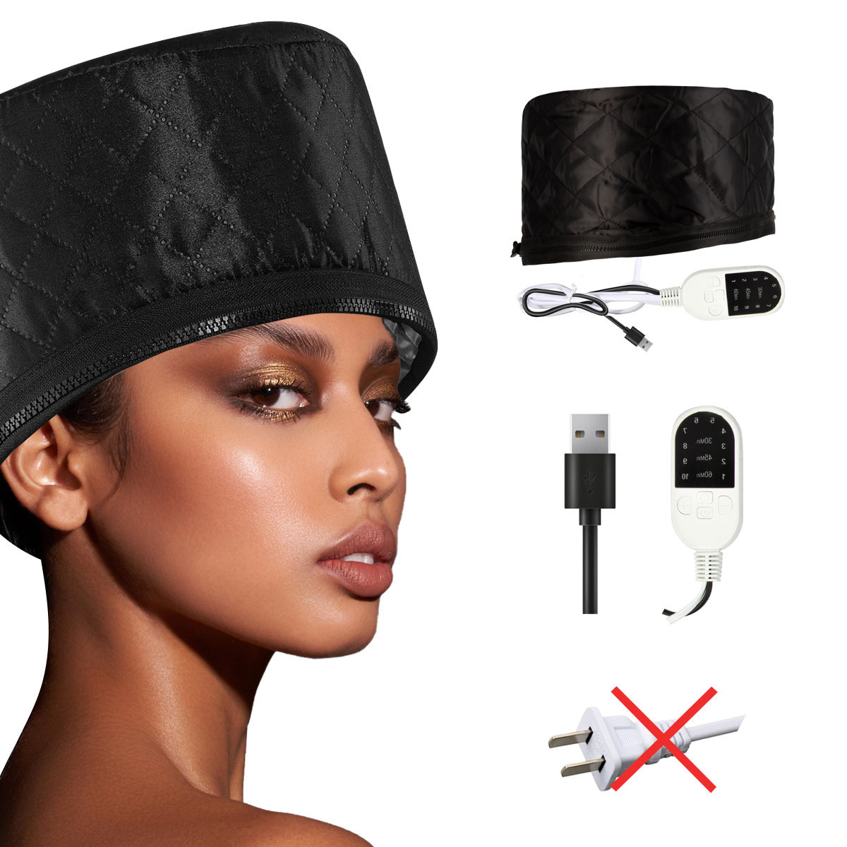 USB Heating Steam Cap Hair Care Hot Deep Conditioning Head Spa Cap Hair Care Heating Cap Electric Heating Hair Headgear