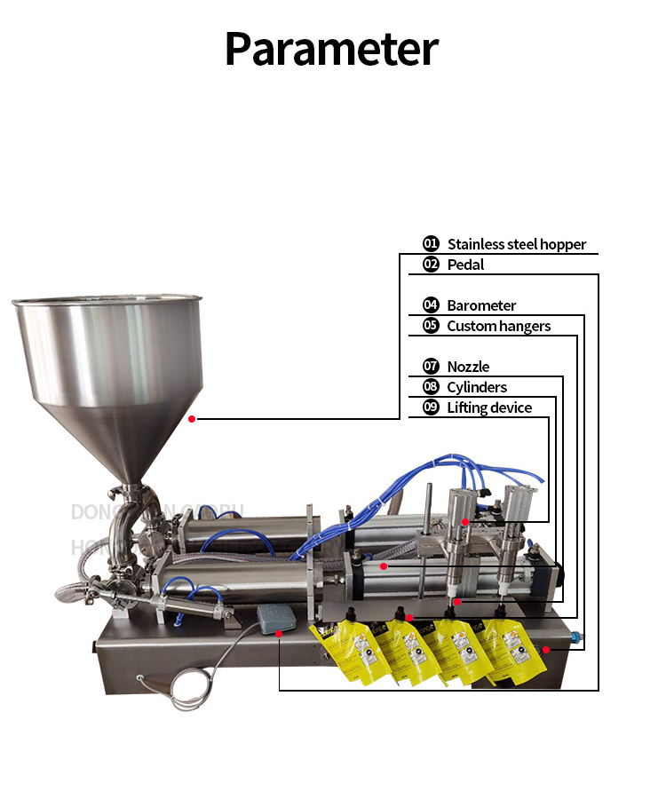 2 Nozzle semi-automatic ketchup filling machine paste cream jam fruit puree honey pneumatic piston bag filling machine