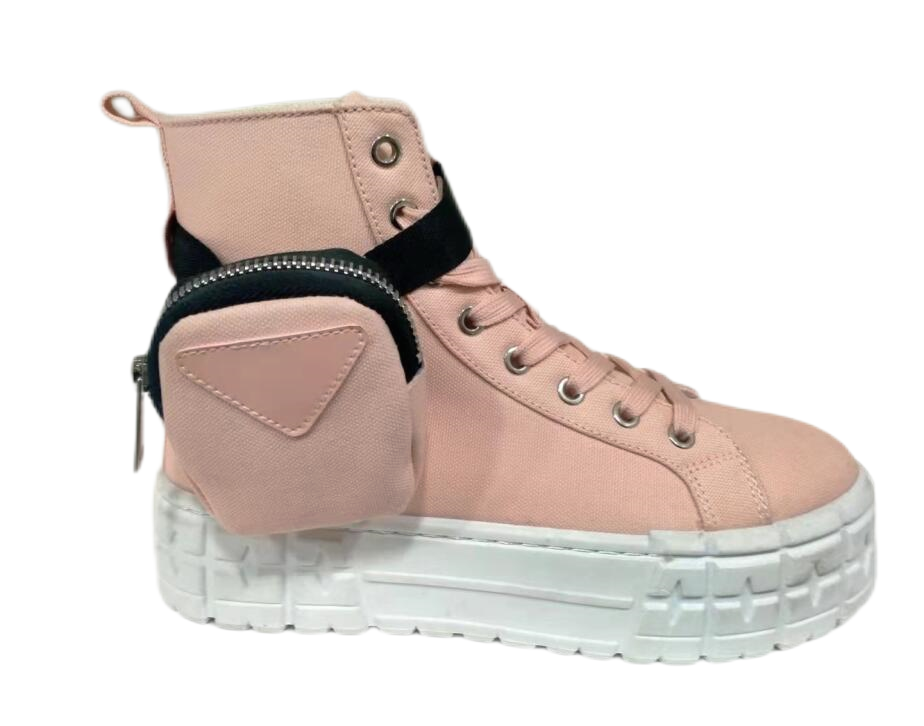 Popular girl's PU platform sneaker with pocket women chunky shoes