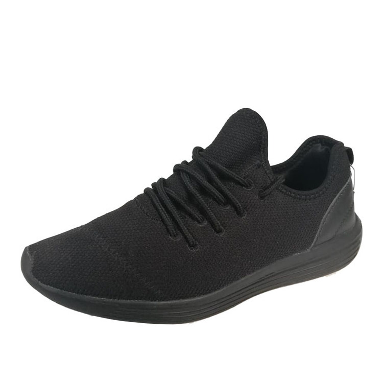 Black breathable casual running shoes for men