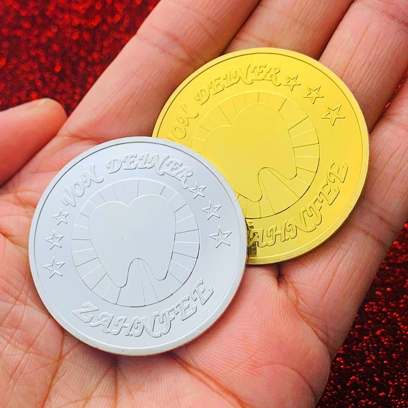 Tooth Fairy Children's Gold-plated Gold Coins Creative Girl Gifts Gold-plated Coins Commemorative Coins