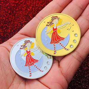 Tooth Fairy Children's Gold-plated Gold Coins Creative Girl Gifts Gold-plated Coins Commemorative Coins