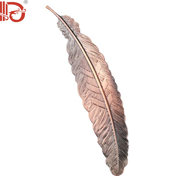 2021 New design wholesale cheap custom bookmark clips metal feather shape bookmark magnetic bookmarks for gift