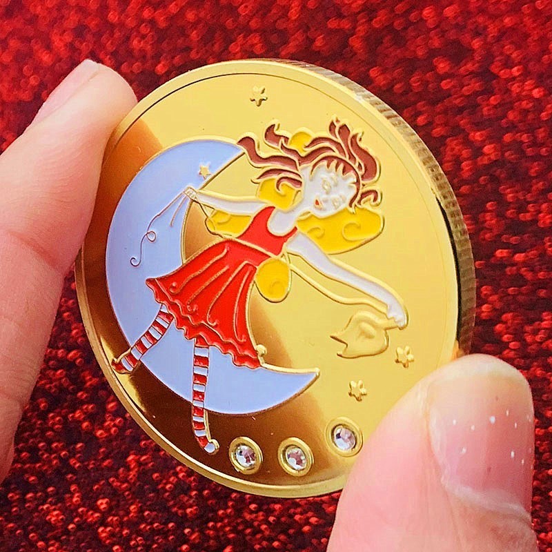 Tooth Fairy Children's Gold-plated Gold Coins Creative Girl Gifts Gold-plated Coins Commemorative Coins