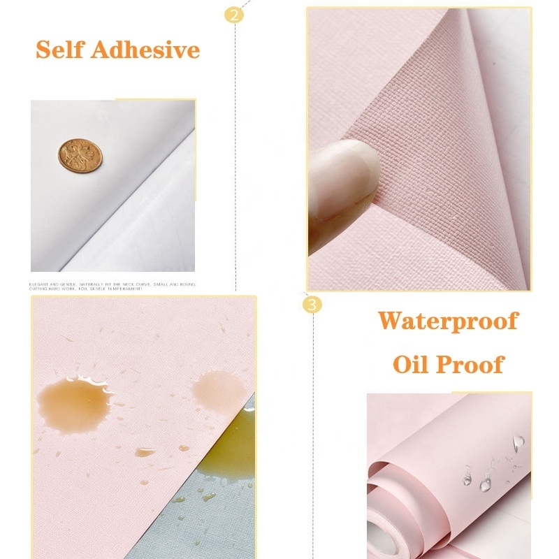 High Quality Self Adhesive PVC Wall Paper Rolls Solid Color Dormitory Wallpapers/Wall Coating