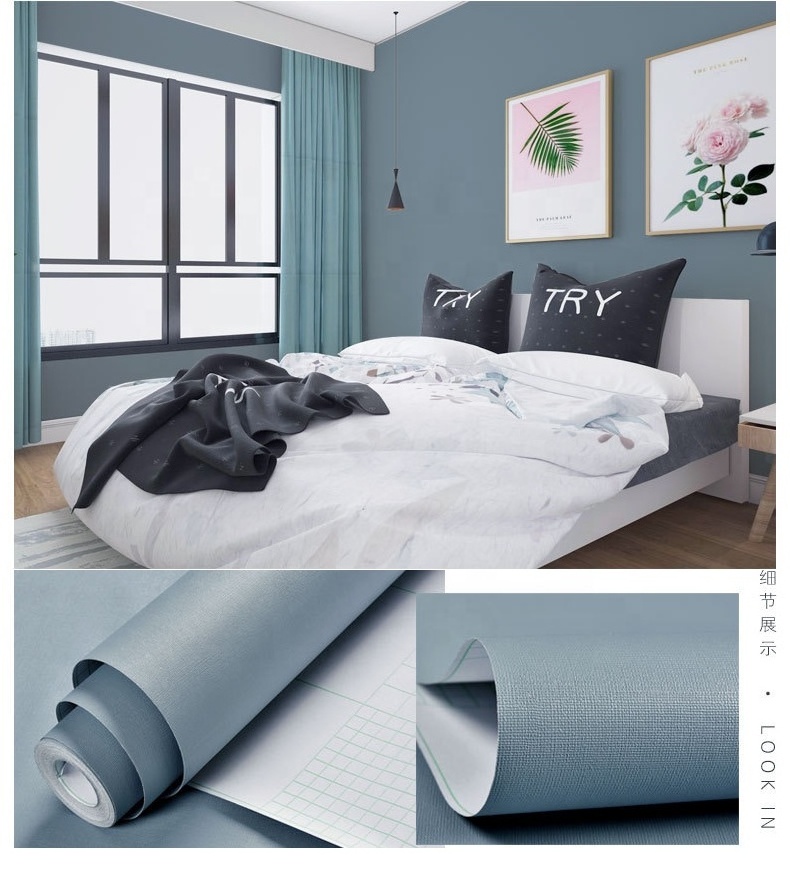 High Quality Self Adhesive PVC Wall Paper Rolls Solid Color Dormitory Wallpapers/Wall Coating