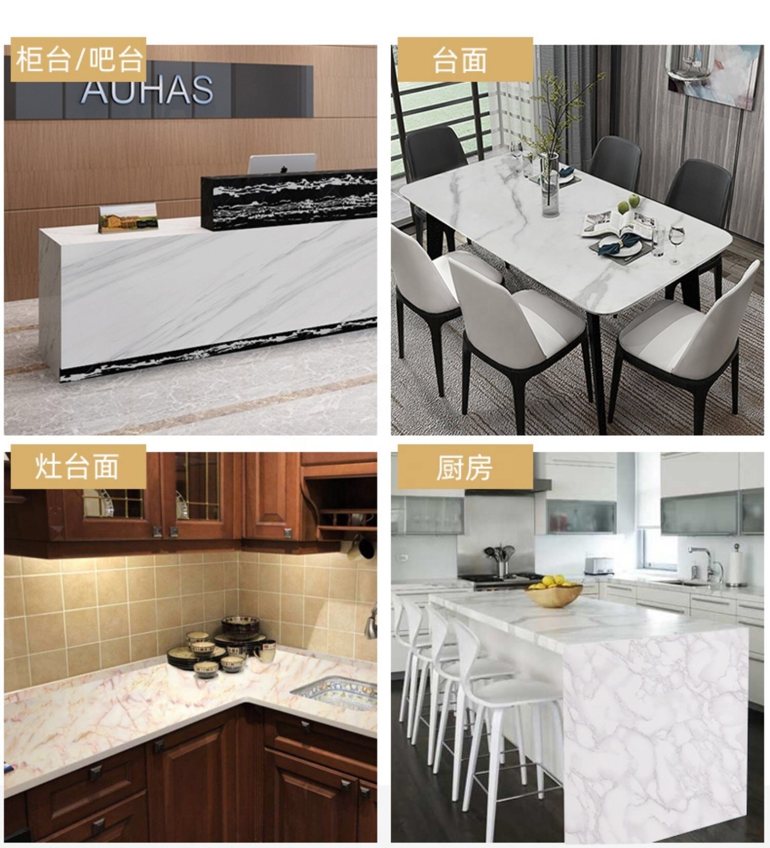 PVC Waterproof Marble Wallpaper for Kitchen Bathroom Self Adhesive Decorative Film